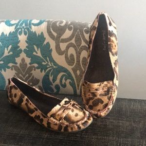Elizabeth and James calf hair cheetah flats